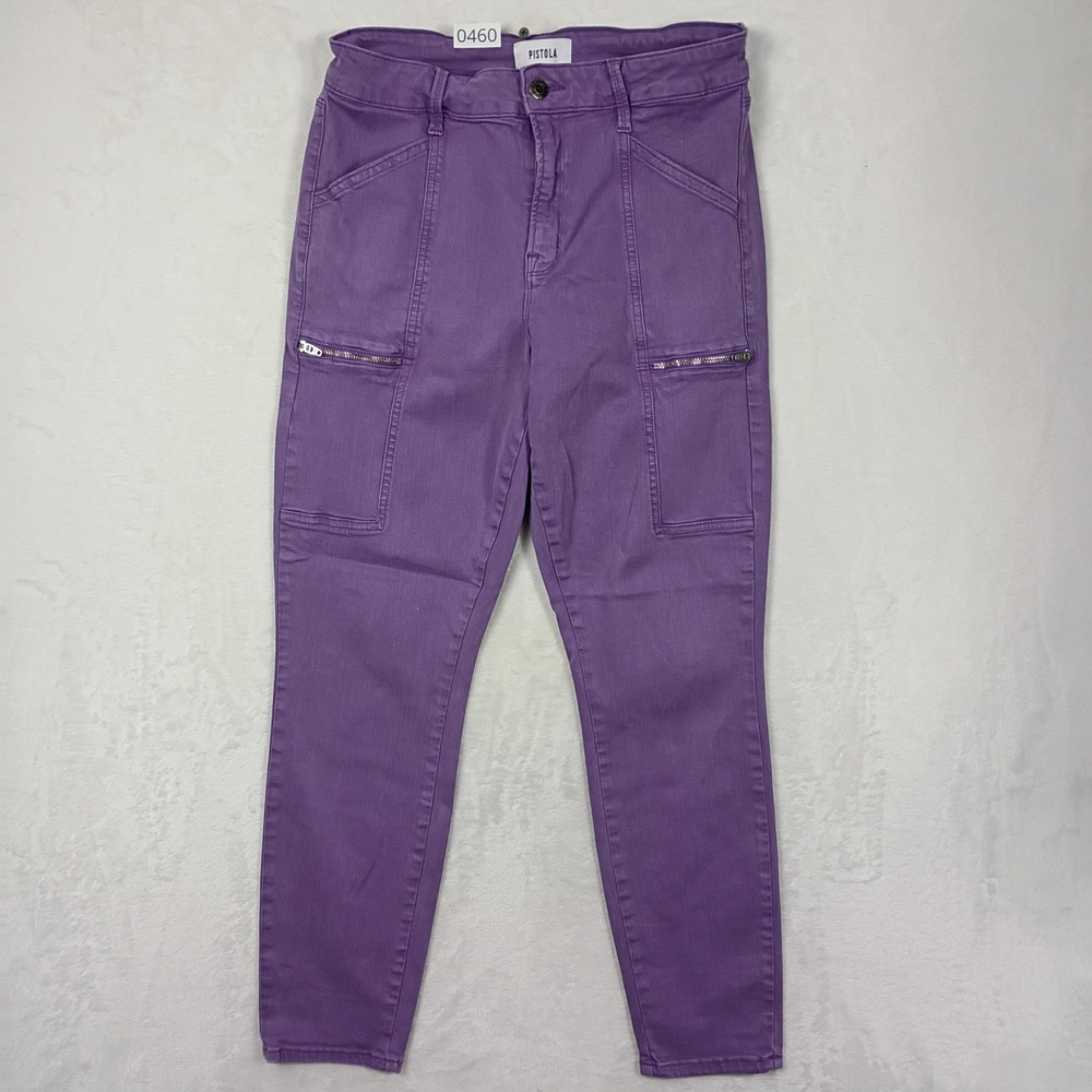 Pistola Cargo Skinny Pants Womens 29 Purple High Rise Utility Gorpcore Festival